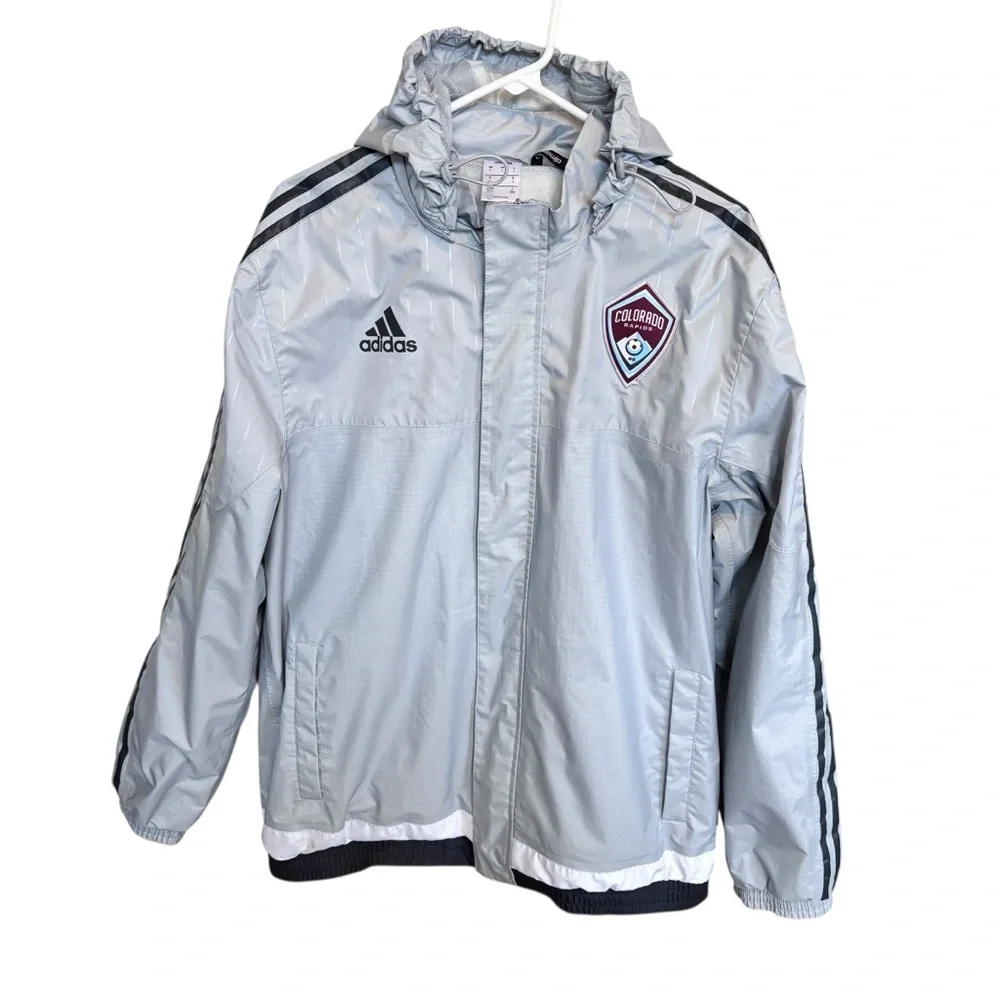 Adidas Men’s Stadium Jacket Gray Colorado Rapids Soccer Club Climaproof Sz L